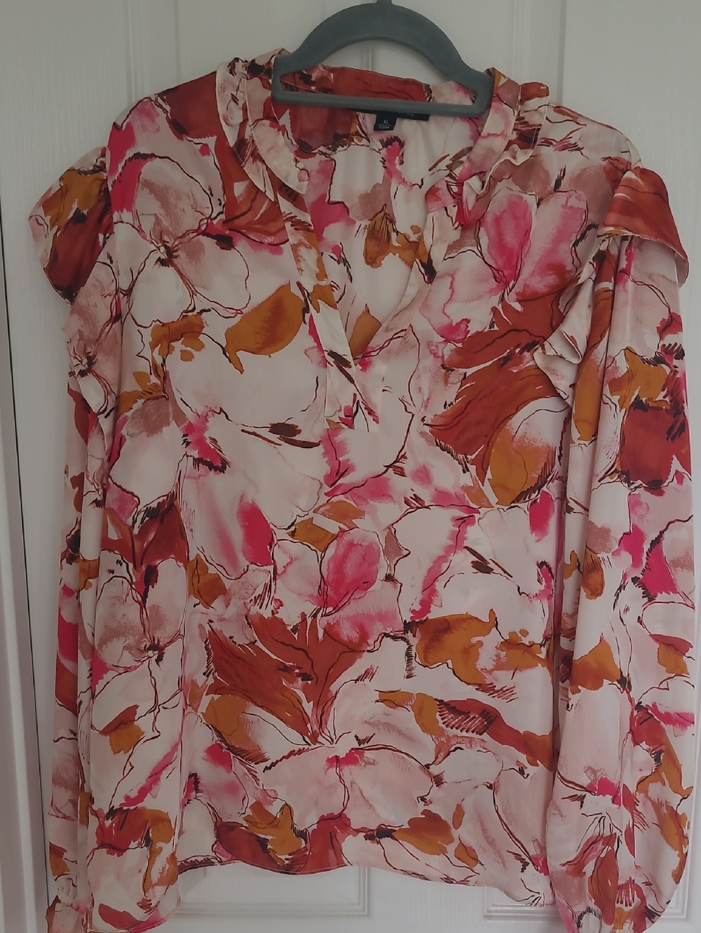 Women’s Floral Watercolor Blouse - Pink & Rust